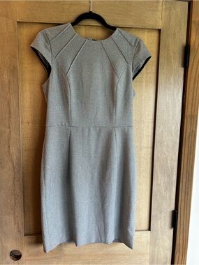 H&M Gray Cap-Sleeve Midi Sheath Dress
